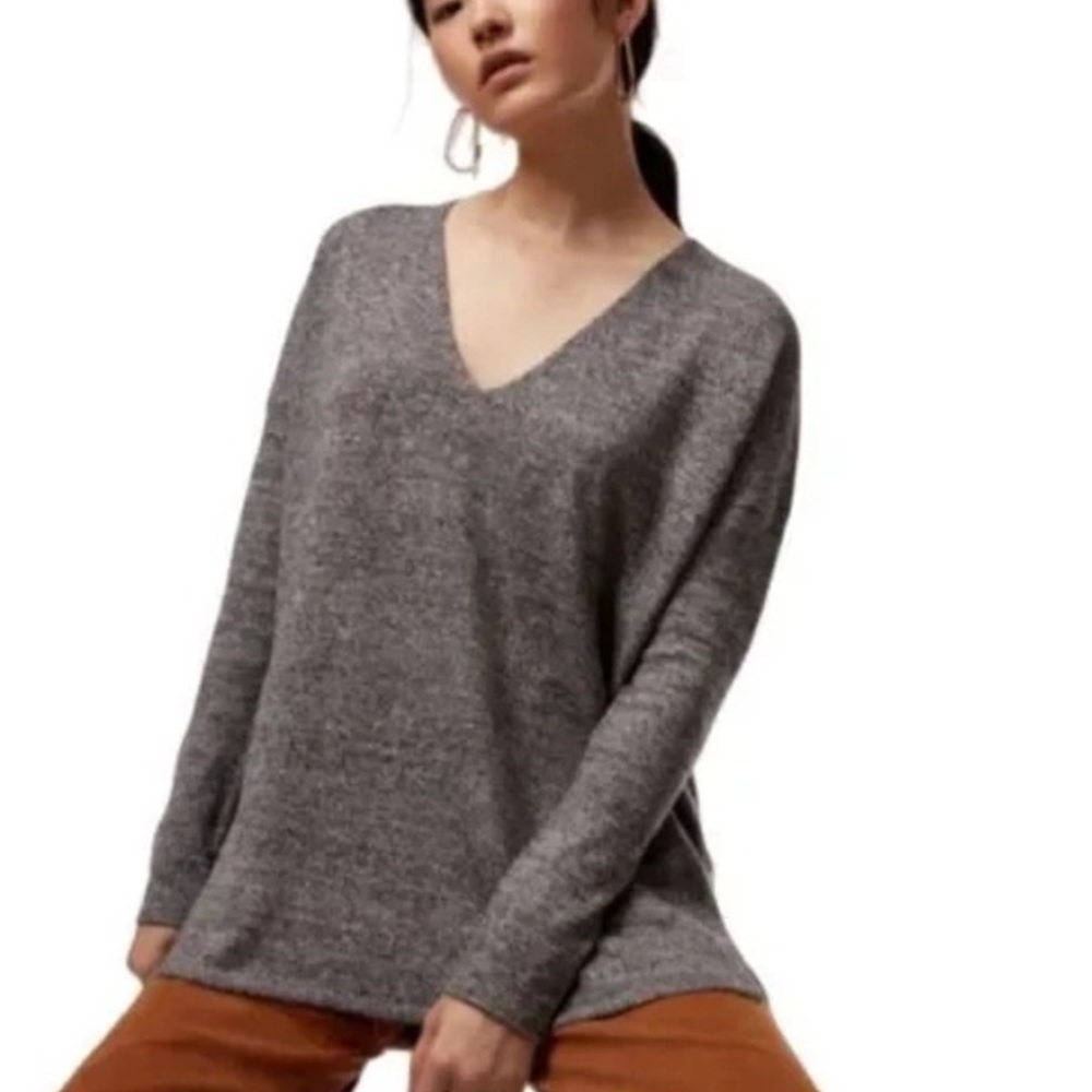 😍2/$20 Aritzia Babaton Sz S Erin Sweater Made With Wool Linen Long Line Grey
